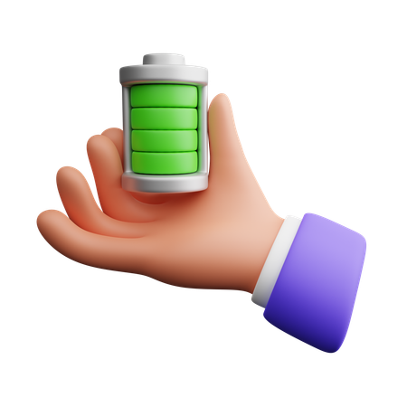 Hand holding battery  3D Icon