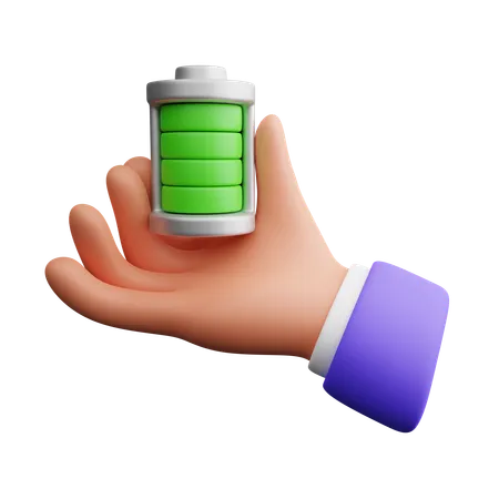 Hand holding battery  3D Icon