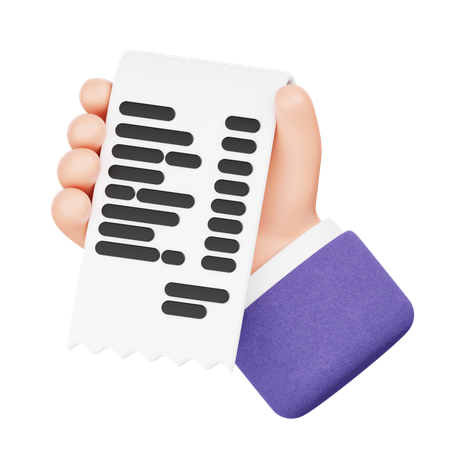 Hand Holding Bill Payment  3D Icon