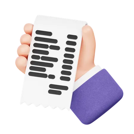 Hand Holding Bill Payment  3D Icon