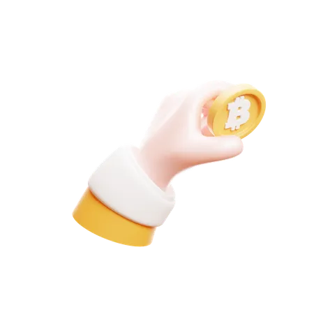 Hand Holding Bitcoin  3D Icon