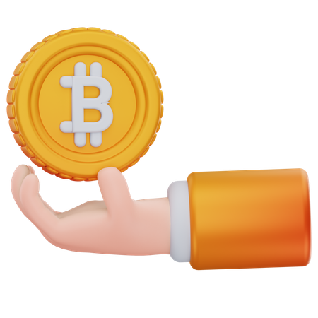 Hand Holding Bitcoin  3D Icon
