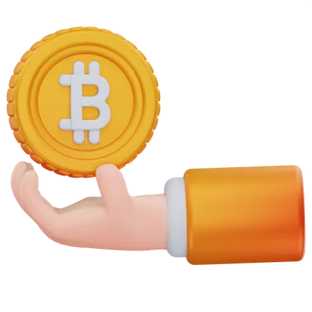 Hand Holding Bitcoin  3D Icon