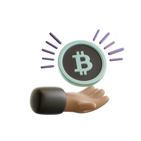 Hand holding bitcoin  3D Illustration