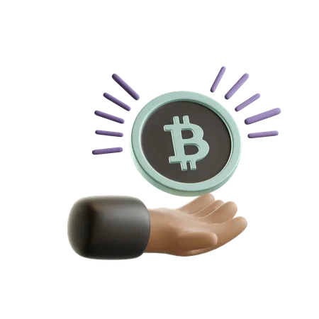 Hand holding bitcoin 3D Illustration