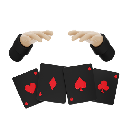 Hand holding black poker card  3D Icon