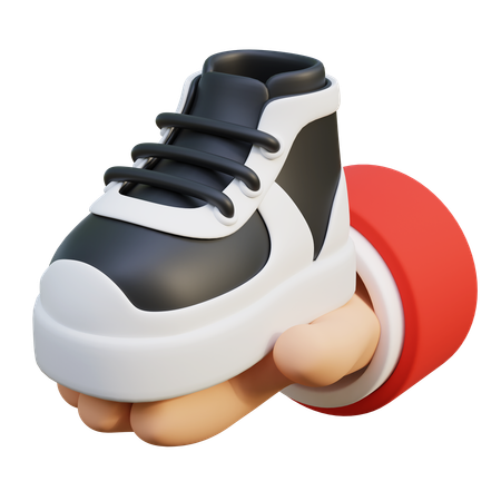 Hand Holding Black Sneakers  3D Icon
