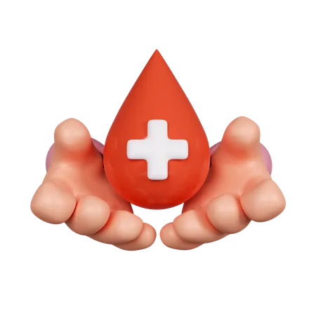 3 D Hand Holding Blood Icon Blood Donation Medical Health Care Volunteer Concept Icon Isolated On White Background 3 D Rendering Illustration Clipping Path 3D Icon