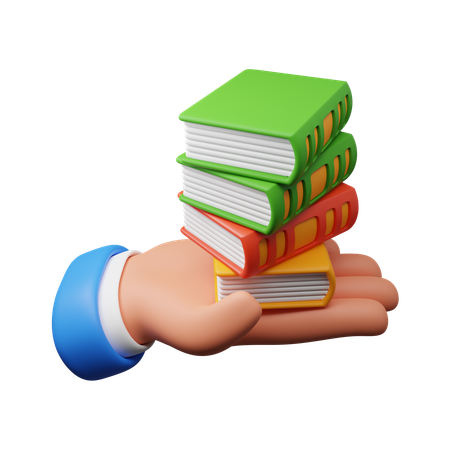 Hand holding books  3D Icon