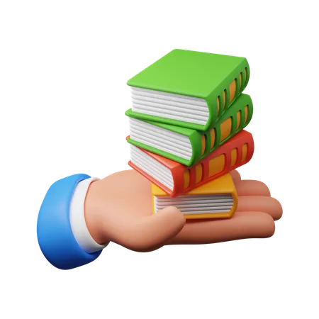 Hand holding books  3D Icon