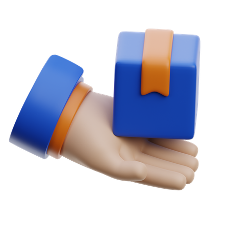 Hand Holding Box Package  3D Icon