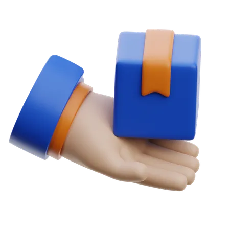 Hand Holding Box Package  3D Icon