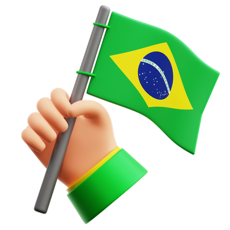 Hand Holding Brazilian Flag  3D Icon