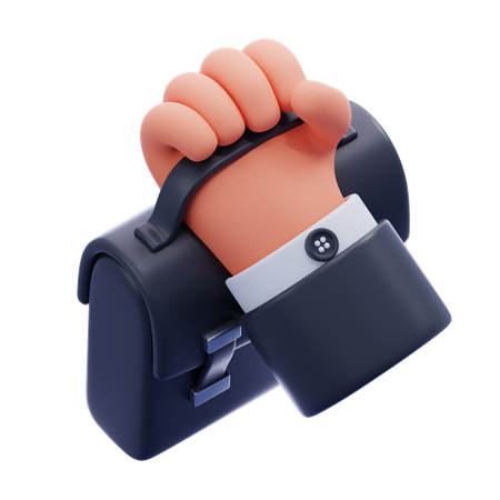 Hand holding briefcase  3D Icon