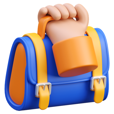 Hand holding briefcase  3D Icon