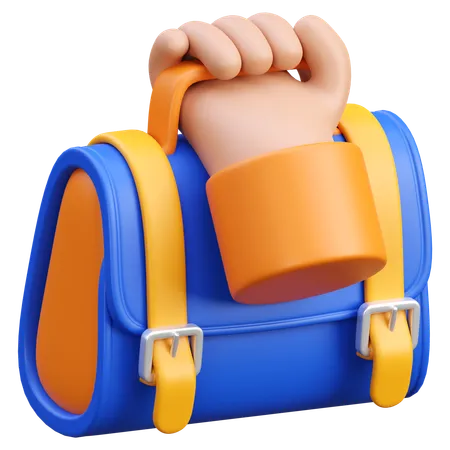 Hand holding briefcase  3D Icon