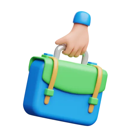 Hand Holding Briefcase  3D Icon