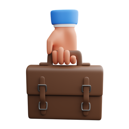 Hand holding Briefcase  3D Icon