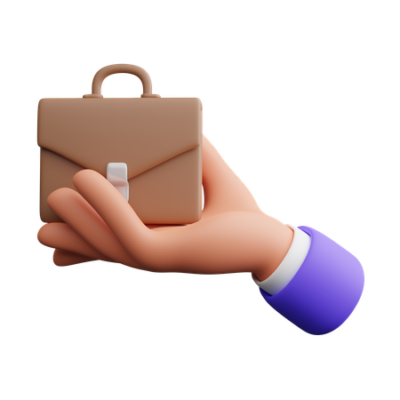 Hand Holding Briefcase  3D Icon