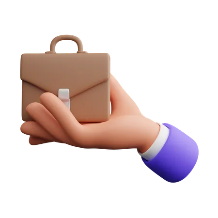 Hand Holding Briefcase  3D Icon