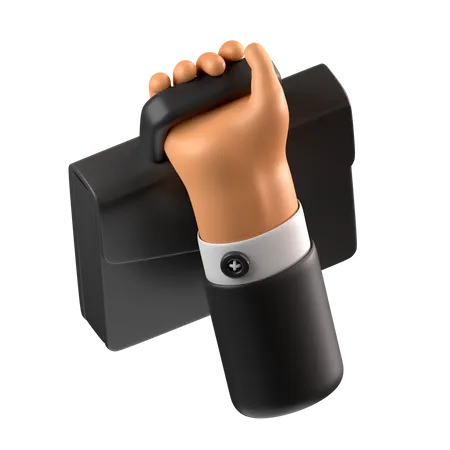 Hand holding briefcase  3D Icon