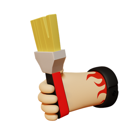 Hand holding brush  3D Illustration