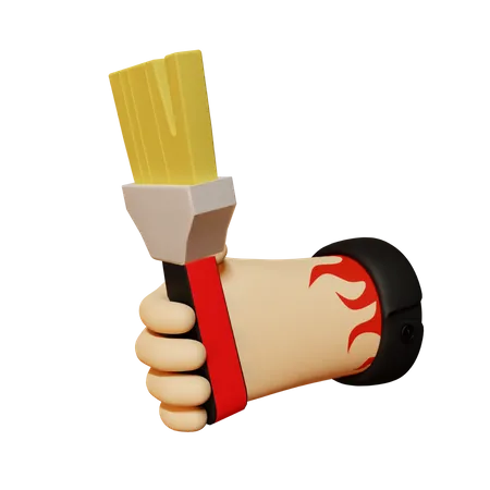 Hand holding brush  3D Illustration