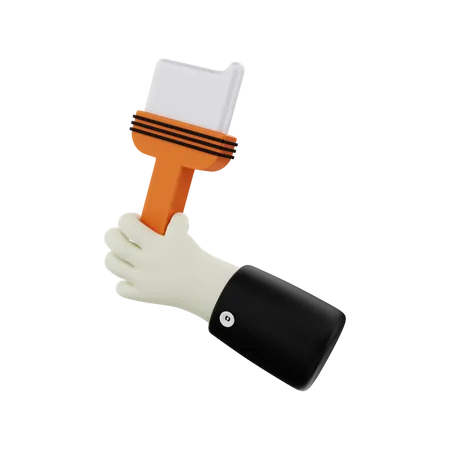 Hand Holding Brush  3D Illustration