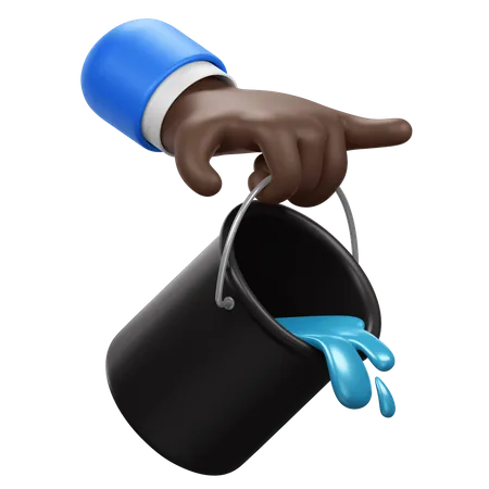 Hand Holding Bucket  3D Icon