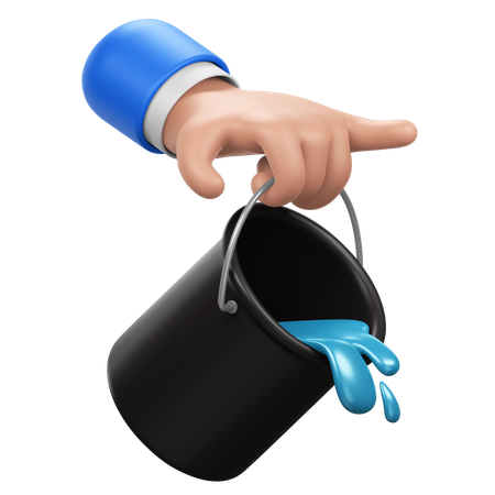 Hand Holding Bucket  3D Icon