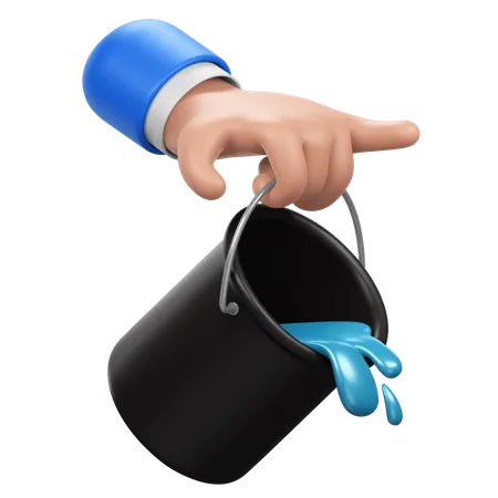 Hand Holding Bucket  3D Icon