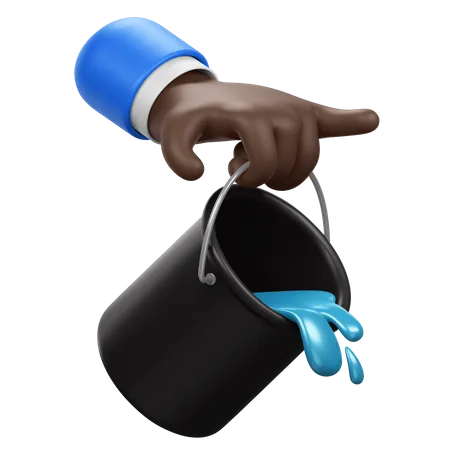 A Hand Holding A Bucket With Liquid Flowing Out Symbolizes Activity Work Or Creativity 3D Icon