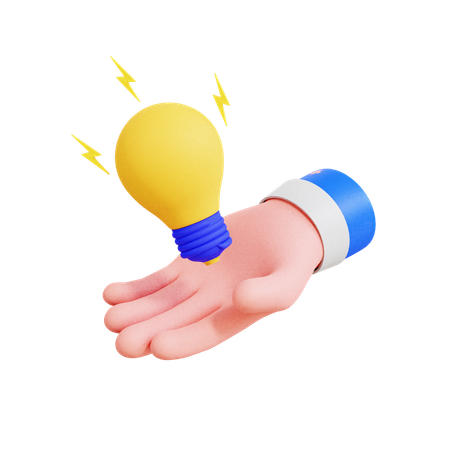 Hand Holding Bulb  3D Icon