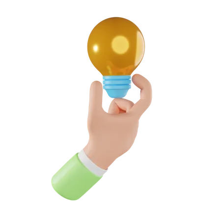 Hand Holding Bulb  3D Icon