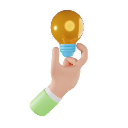 Hand Holding Bulb  3D Icon