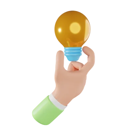 Hand Holding Bulb 3D Icon