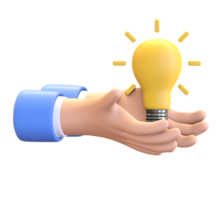 Hand holding bulb lamp  3D Icon