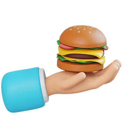 Hand Holding Burger  3D Icon
