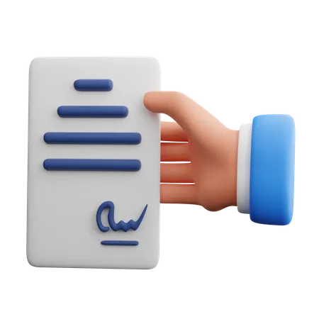 Hand holding Business contract  3D Icon