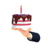 3d hand holding cake illustration
