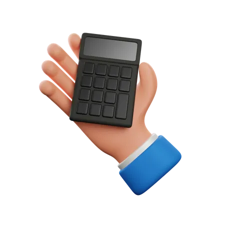 Hand holding calculator  3D Icon