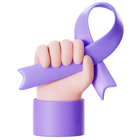 Hand Holding cancer ribbon  3D Icon