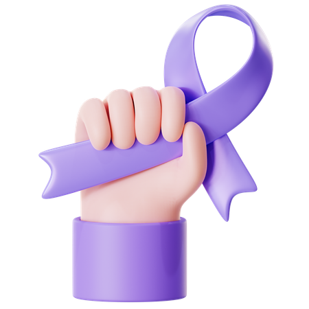 Hand Holding cancer ribbon  3D Icon