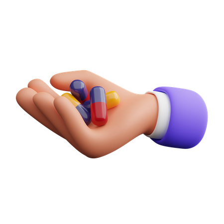 Hand holding capsules  3D Icon