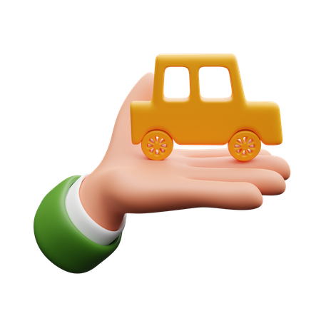 Hand Holding Car  3D Icon