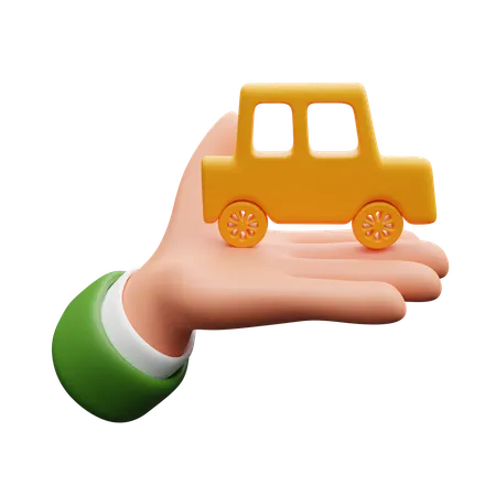Hand Holding Car  3D Icon