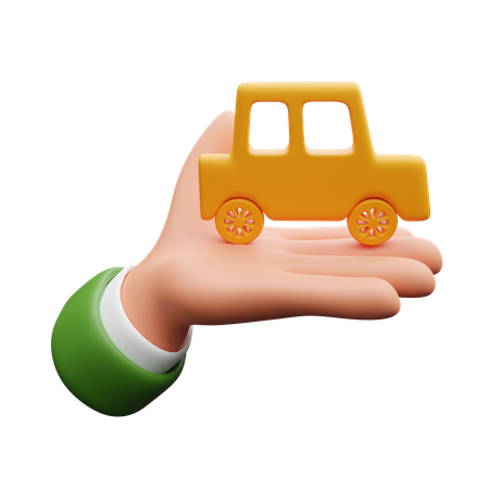 Hand Holding Car  3D Icon