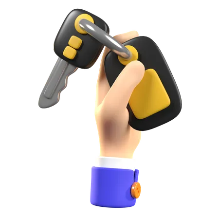 Hand Holding Car Key  3D Icon