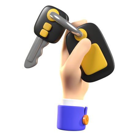 Hand Holding Car Key  3D Icon
