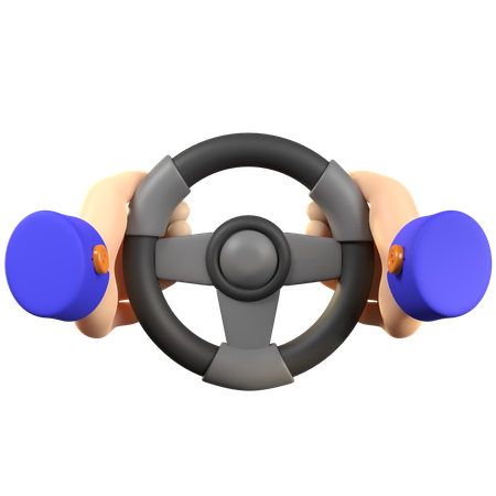 Hand Holding Car Steering  3D Icon